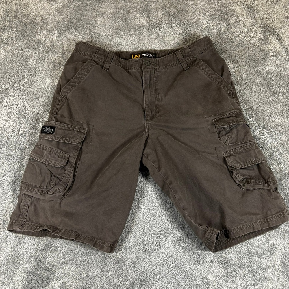 Lee Mens Brown Cotton Twill Cargo Shorts Size 14 Husky OLA-19B-LGAH20491
